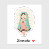 Our Lady of Guadalupe with angel Kawaii Style Sticker (Vel)