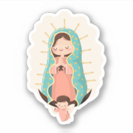 Our Lady of Guadalupe with angel Kawaii Style Sticker
