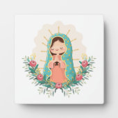 Our Lady of Guadalupe with flowers Kawaii Style Fotoplaat (Voorkant)