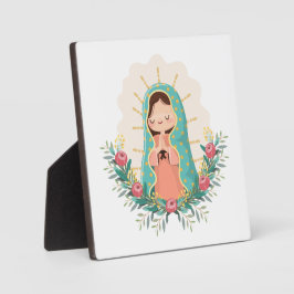 Our Lady of Guadalupe with flowers Kawaii Style Fotoplaat