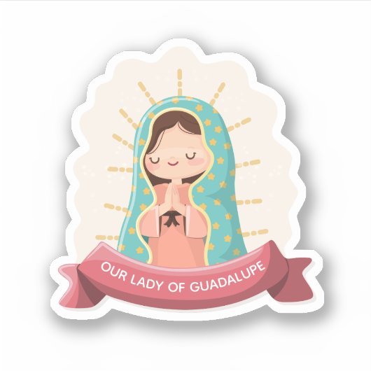Our Lady of Guadalupe with ribbon Kawaii Style Sticker (Voorkant)