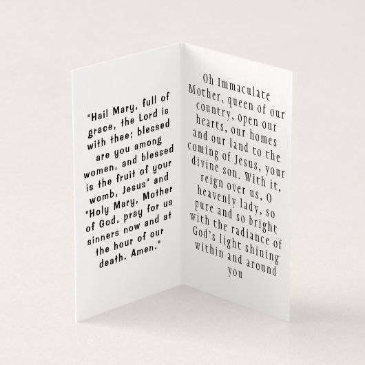 Our Lady of Immaculate Conception Prayer Card Kaart (Binnen)