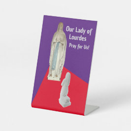 Our Lady of Lourdes Folded Greeting Card Reclamebord Met Voetstuk