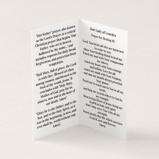 Our Lady of Lourdes Prayer Card Kaart (Binnen)