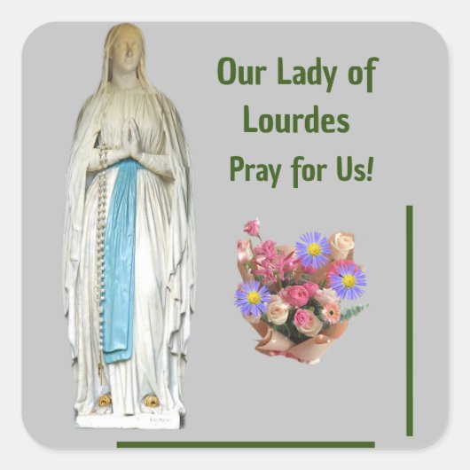 \our Lady of Lourdes Vierkante Sticker (Voorkant)