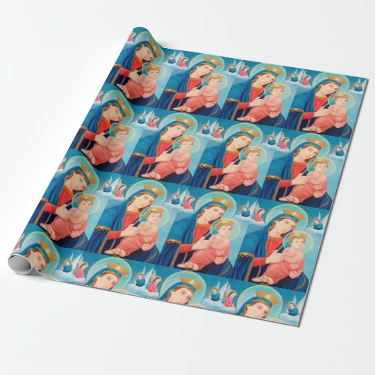 Our Lady of Perpetual Help Catholic Cadeaupapier (Uitgerold)