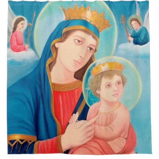 Our Lady of Perpetual Help Catholic Douchegordijn (Voorkant)