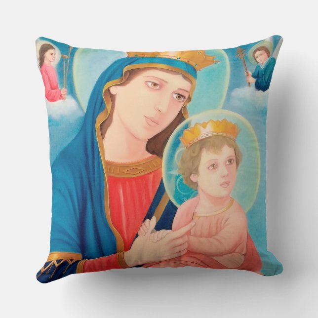 Our Lady of Perpetual Help Catholic Kussen (Achterkant)