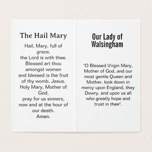 Our Lady of Walsingham Prayer Card Kaart (Binnenkant ongevouwen)