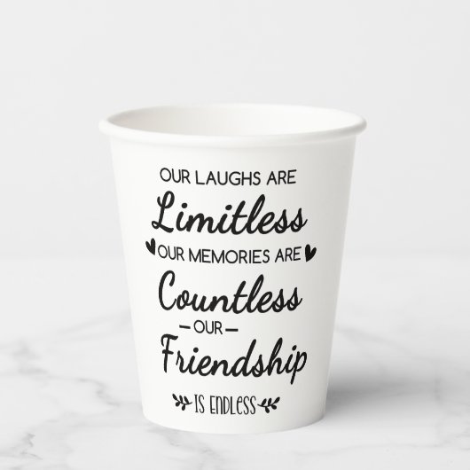 Our Laughs Are Limitless Friendship Quote Papieren Bekers (Voorkant)