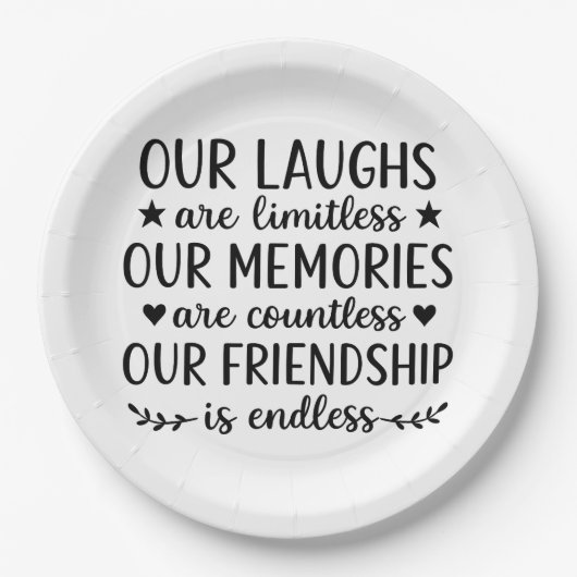 Our Laughs Are Limitless Friendship Quote Papieren Bordje (Voorkant)