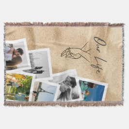 Our Life Custom Couple Photo Cascade with Line Art Deken