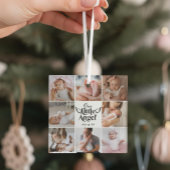 Our Little Angel Newborn Baby Photo Grid Collage Glas Ornament
