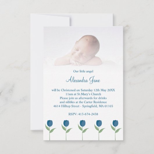 Our Little Angel Quote for Baby Baptism with Tulip (Voorkant)