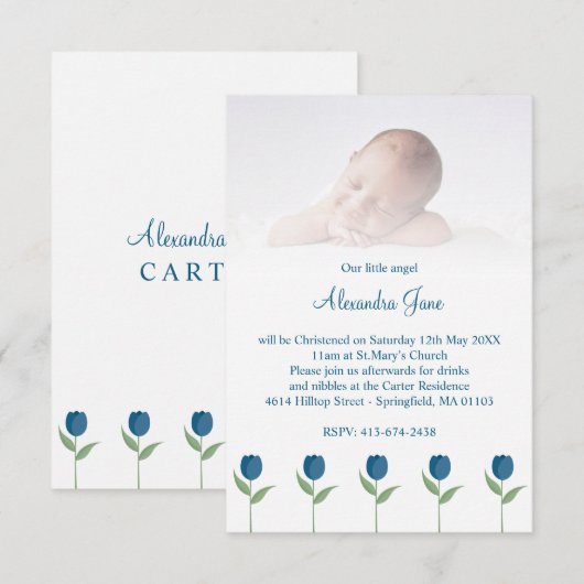 Our Little Angel Quote for Baby Baptism with Tulip (Voorkant / Achterkant)