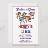 Our Little Animals Baseball 1st Birthday Party Kaart (Voorkant)