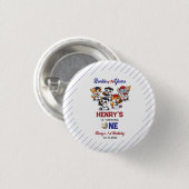 Our Little Animals Baseball 1st Birthday Party Ronde Button 3,2 Cm (Voorkant /achterkant)