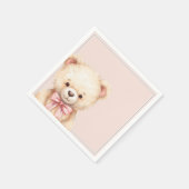 Our Little Bear on the Way Pink Bow Baby Shower Servet (Hoek)