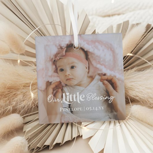 Our Little Blessing Newborn Baby Photo Keepsake Glas Ornament