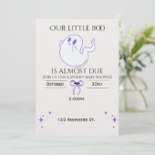 Our little boo is almost due! baby shower invite kaart (Staand voorkant)