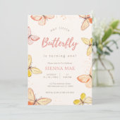 Our Little Butterfly Buttercream 1st Birthday Kaart (Staand voorkant)