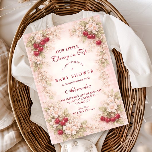 Our Little Cherry Blossom Baby Shower Kaart