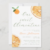 Our Little Clementine Elegant Script Baby Shower Kaart (Voorkant)
