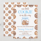 Our Little Cookie Blue Baby Shower Kaart (Voorkant / Achterkant)