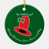 Our Little Cowgirl Green Christmas Keramisch Ornament (Voorkant)