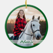 Our Little Cowgirl Green Christmas Keramisch Ornament (Achterkant)