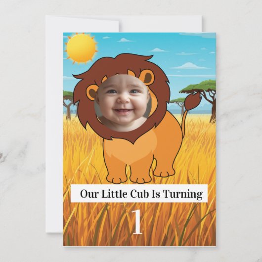 Our Little Cub Is Turning 1 Birthday Invitation |  Kaart (Voorkant)