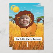 Our Little Cub Is Turning 1 Birthday Invitation |  Kaart (Voorkant / Achterkant)