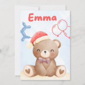 Our Little Emma Birthday Invitation – Pastel Teddy Kaart (Achterkant)