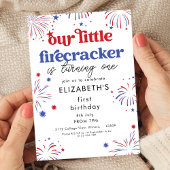 Our Little Firecracker 1st Birthday Invitation Kaart