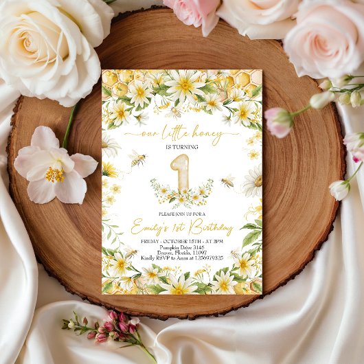 Our Little Honey 1st Birthday Invite Kaart