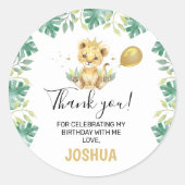 Our Little King Lion Crown Balloon 1st Birthday Ronde Sticker (Voorkant)