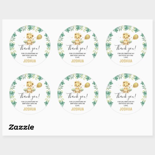 Our Little King Lion Crown Balloon 1st Birthday Ronde Sticker (Vel)