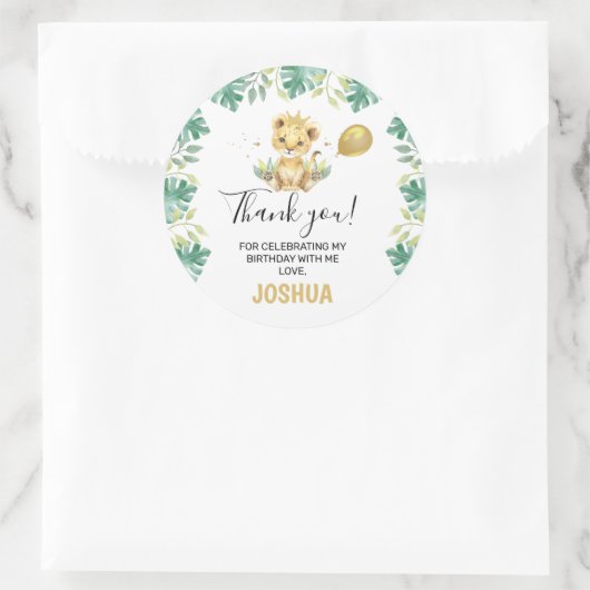 Our Little King Lion Crown Balloon 1st Birthday Ronde Sticker (Tas)