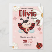 Our Little Ladybug Girl Birthday Party Invitation Kaart (Voorkant)