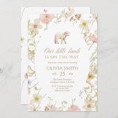 Our Little Lamb Wildflower Baby Shower Kaart (Voorkant / Achterkant)