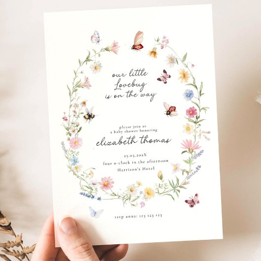 Our Little Love Bug Baby Shower Invitation Templat Kaart