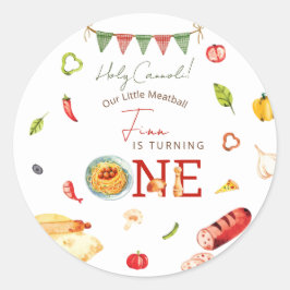 Our Little Meatball 1st Birthday Ronde Sticker