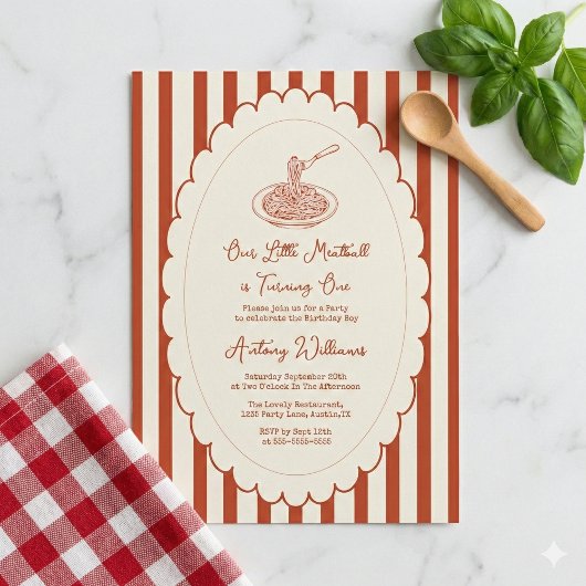 Our little meatball is turning one 1st Birthday Kaart