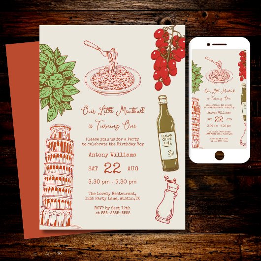 Our little meatball is turning one 1st Birthday Kaart