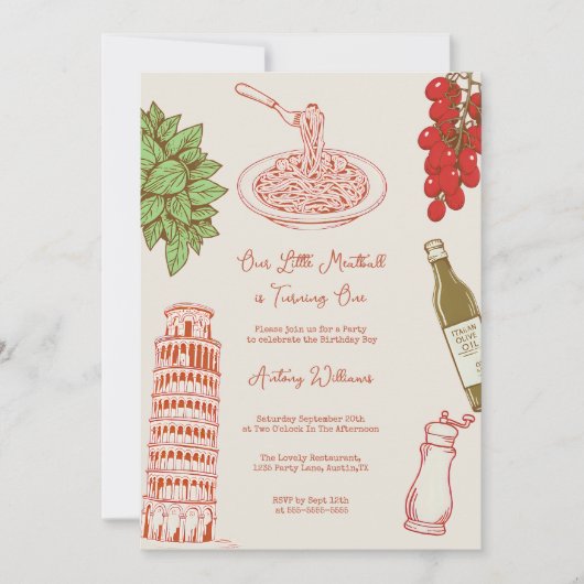 Our little meatball is turning one 1st Birthday  Kaart (Voorkant)