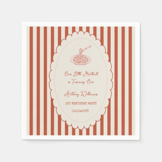 Our little meatball is turning one 1st Birthday  Servet (Voorkant)