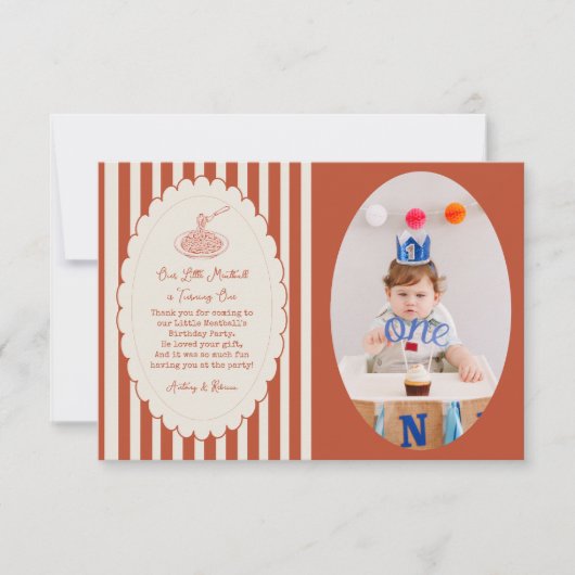 Our little meatball is turning one Birthday Photo  Bedankkaart (Voorkant)