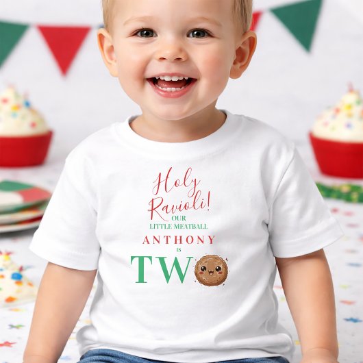 Our Little Meatball is Two Second Birthday Party Kinder Shirts