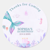 Our Little Mermaid  Funny Birthday Party  Ronde Sticker (Voorkant)