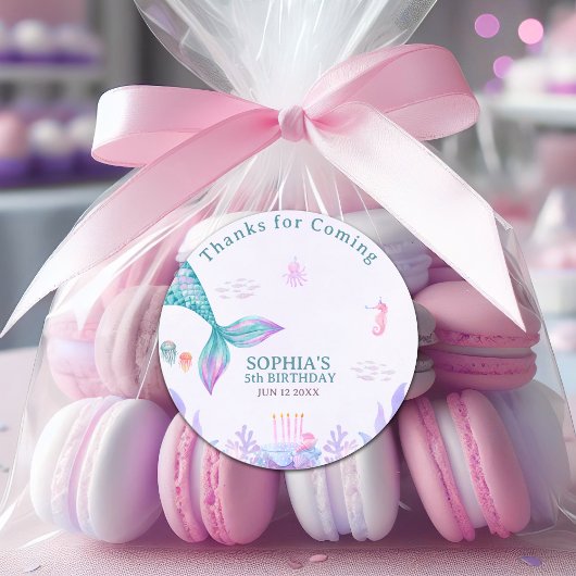 Our Little Mermaid  Funny Birthday Party  Ronde Sticker